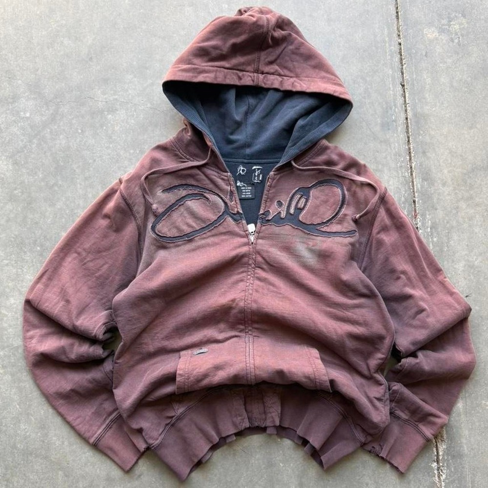 Y2K Faded O'Neill Mocha Brown Thermal Lined Zip Up Hoodie